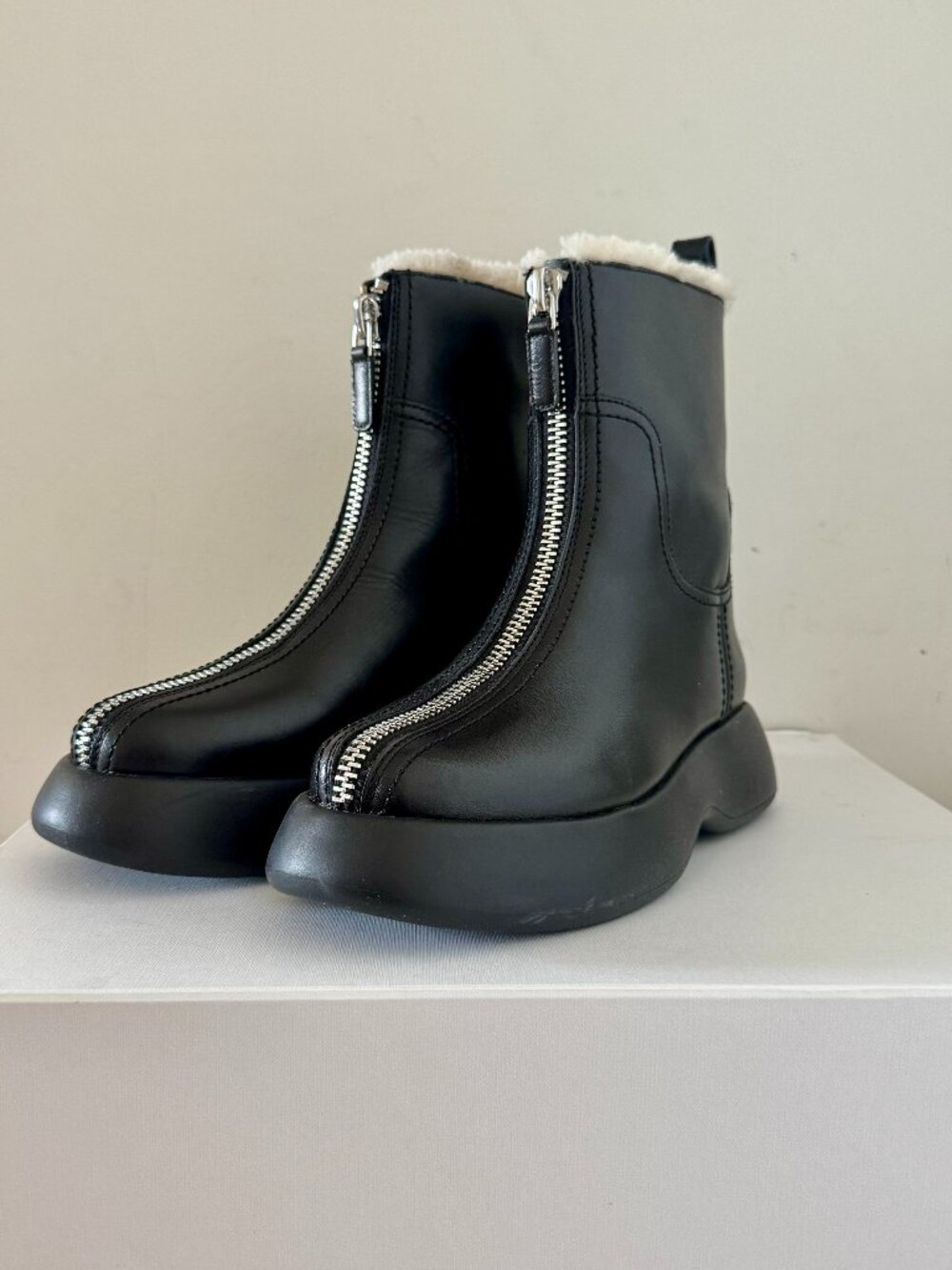 3.1 Phillip Lim Mercer Genuine Shearling Lined Zip Combat Boot- Size US6/EU36